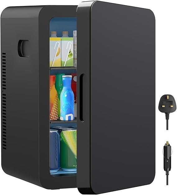 22L Mini Fridge for Bedrooms, 30 Cans Portable Cooler & Warmer Small Fridge, AC/DC Powered, Adjustable Shelves, Home Office, Car, Dorm, Travel, Cosmetics, Skincare, Drinks (Black) [Energy Class E]