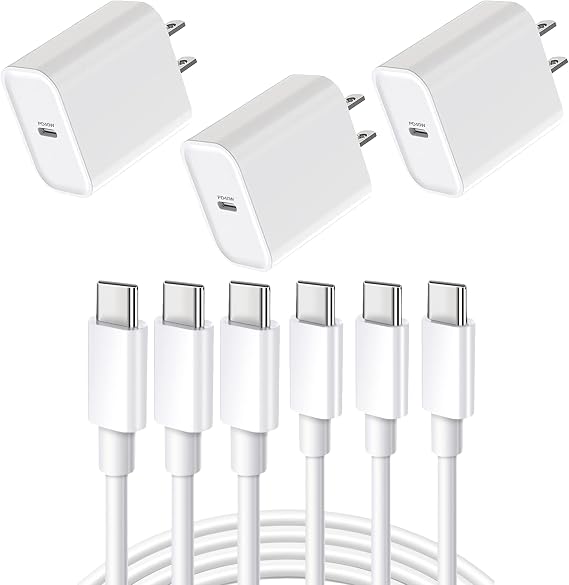 Phone Charger Fast Charging 3Pack 40W USB C Charger Fast Charging Block with 10FT USB C Cable