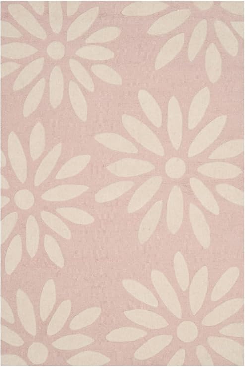 SAFAVIEH Kids Collection Accent Rug - 3' x 5', Pink & Ivory, Handmade Daisy Wool, Ideal for High Traffic Areas in Entryway, Living Room, Bedroom (SFK914P)