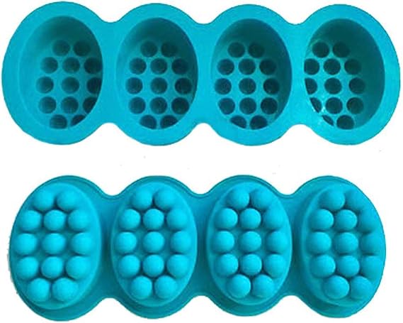 2 pcs 3D Massage Bar Soap Molds 4 Cavities 4.5oz Silicone Soap Molds for DIY Soap Making, Chocolate, Polymer Clay, Ice Tray Hair Scalp(Nonstick & BPA Free)