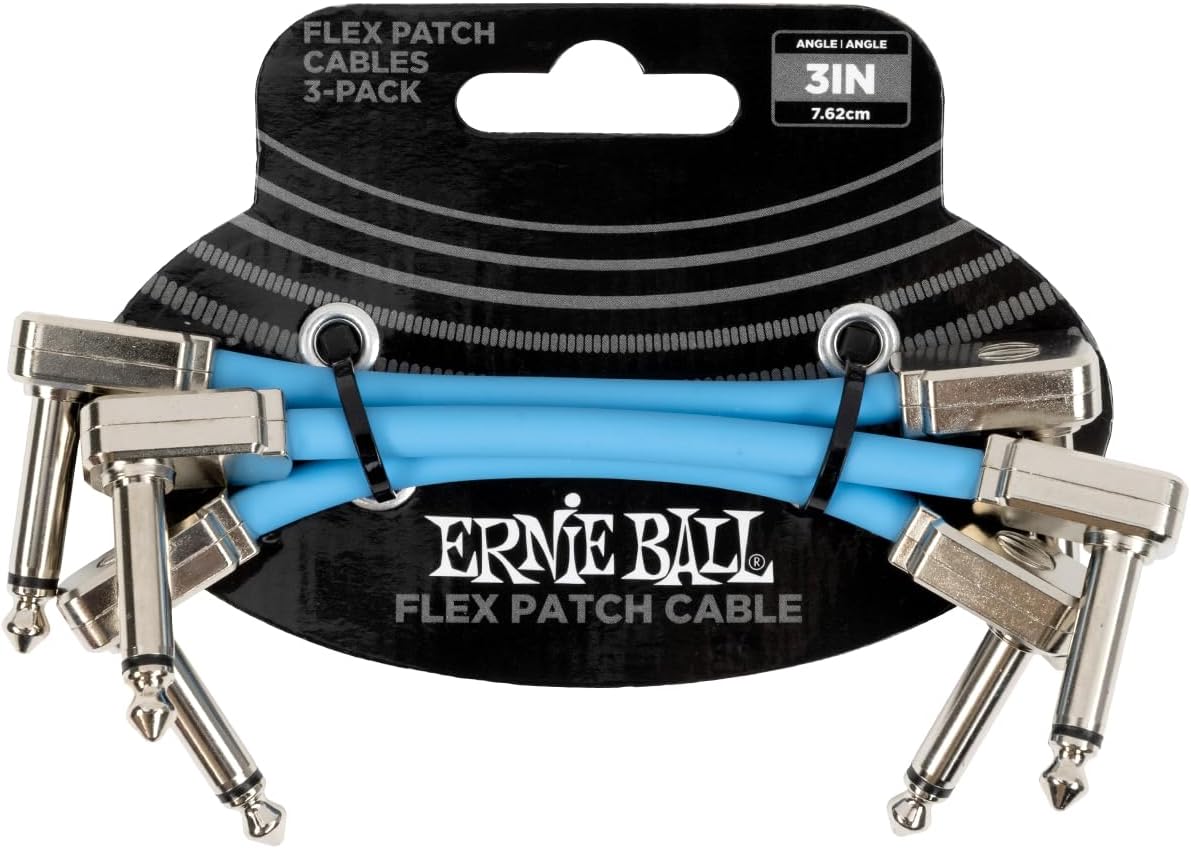 Ernie Ball Flex Patch Cable 3in - Blue - 3 Pack