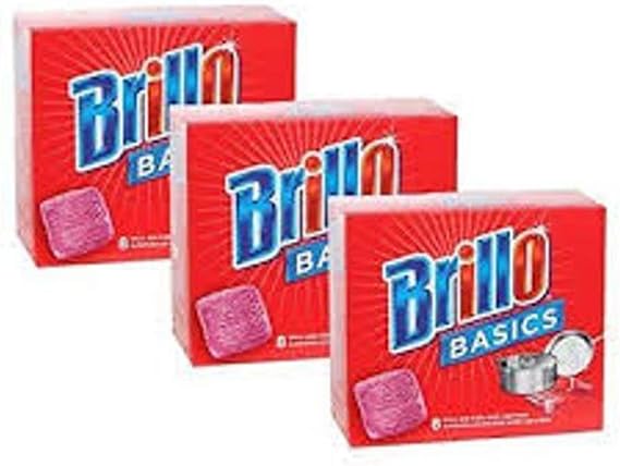 Brillo Basics Steel-wool Soap Pads, 8-ct. Boxes - Pack of 3