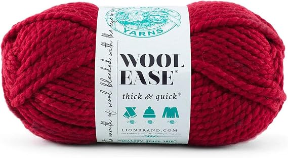 Lion Brand Wool-Ease Thick & Quick Yarn - Solids Yarn for Knitting, Crochet, Weaving, Arts & Crafts - Cranberry, Bulk 15 Pack