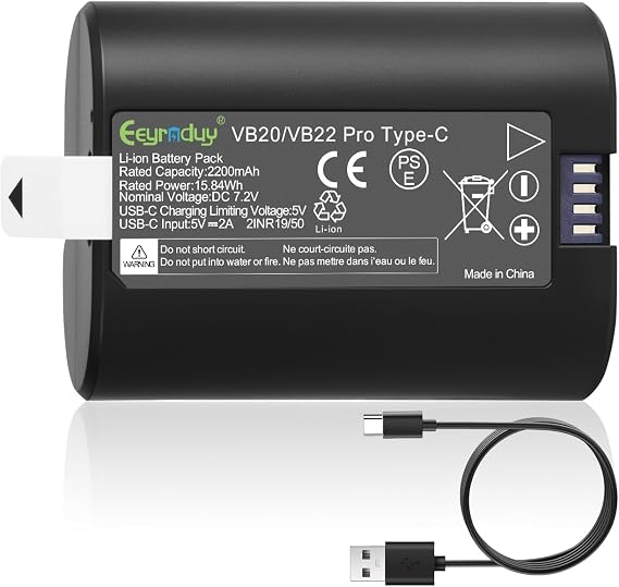 VB22 VB20 Battery for V350, V350C, V350F, V350N, V350O, V350S V480C V480S V480N V480O V480F V480O 7.2V 2200mAh USB C Charging (Black)