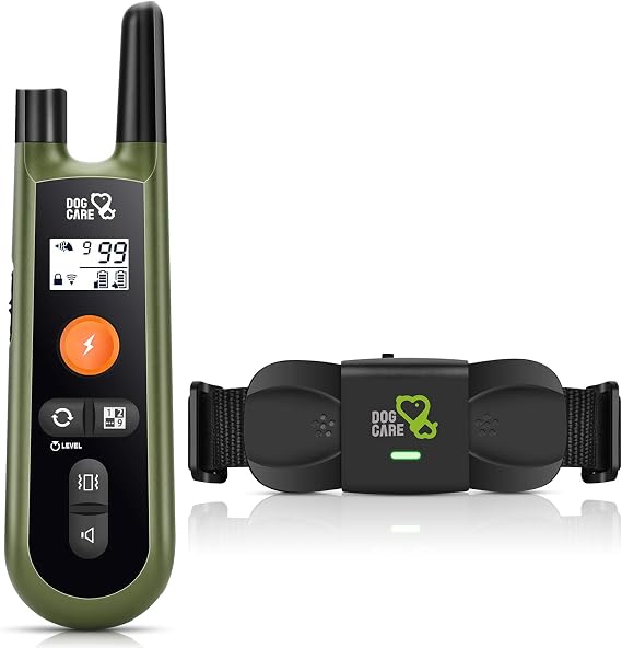DOG CARE Dog Training Collar with Remote, 3 Modes, Rechargeable Rainproof Dog Shock Collar for Small Medium Large Dogs, 1800ft Remote Range, Safe & Humane e-Collar, Green