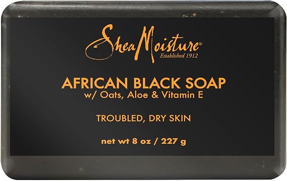 Shea moisture Organic African Black Soap Bar with Shea Butter, 8oz