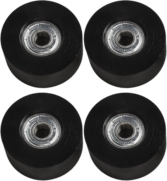 Rowing Machine Replacement Wheels 45mm Diameter Seat Rollers with High Carbon Steel Bearings for Water Rower Equipment Black Nylon 4 Pack