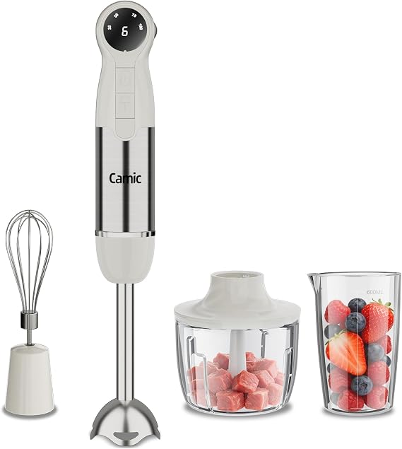 Cordless Immersion Hand Blender with Charging, 4 in 1 Handheld Blenders Set, 6-Speed Turbo, Wall-Mountable Design, Includes Chopper, Whisk & Frother for Soup, Baby Food & Smoothies