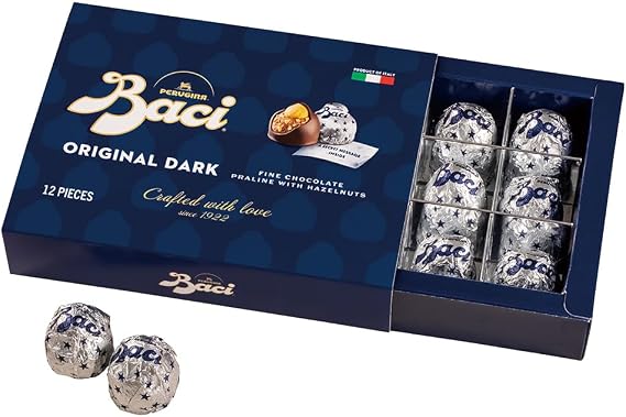Italian Baci Batch Chocolate, Individually Wrapped, 12 Capsules, 1 Box