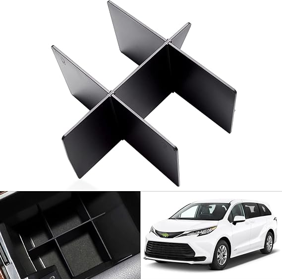 Karltys Center Console Organizer for 2021-2026 Toyota Sienna Center Console Divider Armrest Box Dividers Tray Sienna Interior Accessories ABS Black