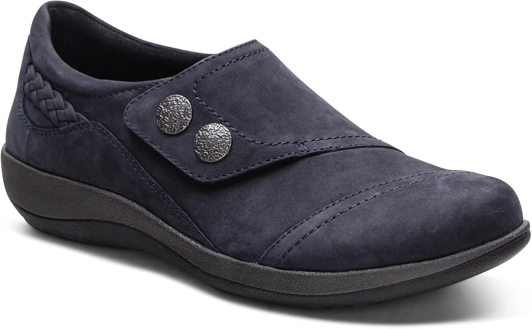 Aetrex Women's Karina Orthopedic Arch Support Monk Strap Shoes Loafers for Women- Leather Slip On Shoes Plantar Fasciitis Shoes Women