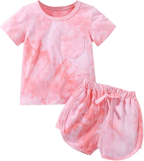 Toddler Baby Girl Summer Outfits Short Sleeve T-Shirt and Shorts 2Pcs Clothes Set for Girls