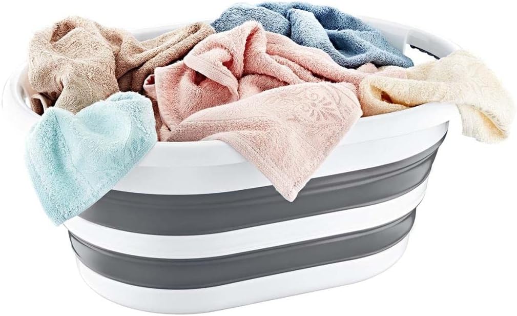 AKAY Bee Home Foldable Laundry and Toy Basket, Grey