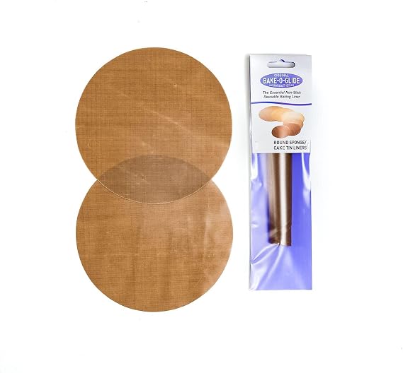 Bake-O-Glide Multigrade Sponge Tin Liners, 2 Pack of Pre-Cut Circles, 6" / 150mm,Brown