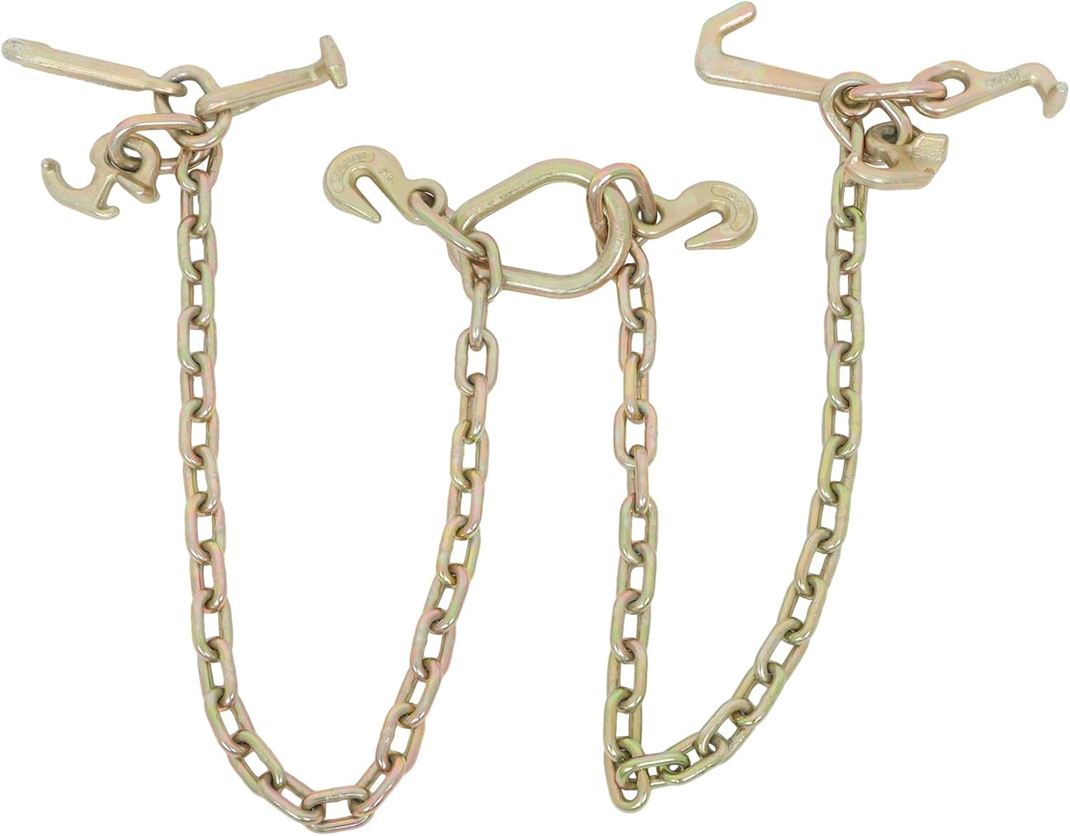 munirater 516in 3 FT 5400LBS Tow Chain Grade 70 V - Bridle Chain with RJT Cluster Hooks Replacement for Tow Truck Winch Cable Pull Wrecker Recovery Grab