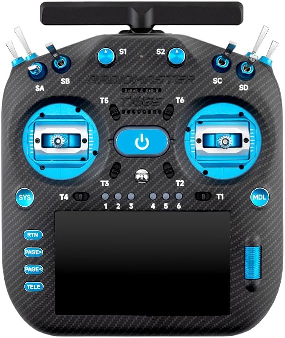 RadioMaster TX16S MK3 MAX 2.4G ExpressLRS Radio Controller (Blue Mode 2) | AG02 CNC Hall Gimbal 5 inch IPS Touchscreen