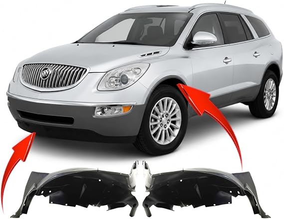 Compatible with Buick Enclave 20082017 Front Fender Liner Set | 2-Piece Left & Right Set, Plastic, Ready to Install, OEM 25965597/25965592, GM1248196/GM1249196