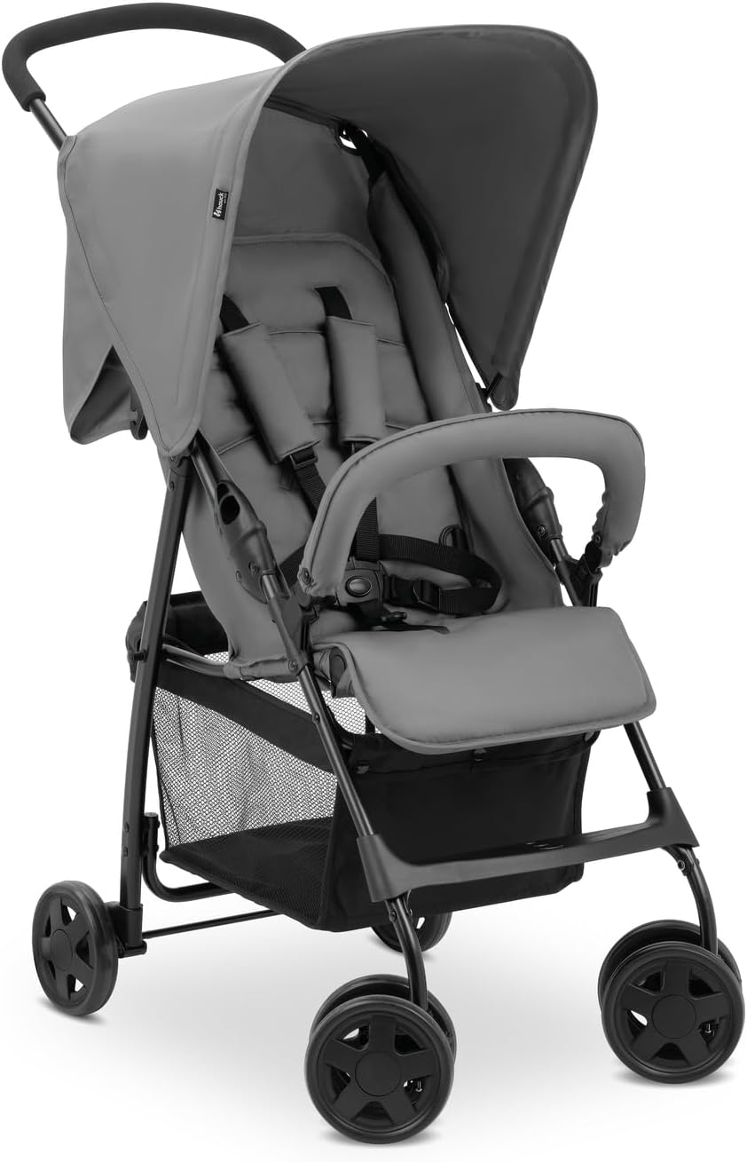 hauck Sport, Grey - Super Lightweight Travel Pushchair with Raincover only 5.9 kg Compact & Foldable, Fully Reclining, XL Storage Basket, from Birth up to 15 kg