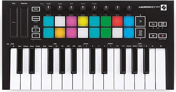 Novation Launchkey Mini [MK3] — Portable 25-Key, USB, MIDI Keyboard Controller with DAW Integration. Fixed Chord Mode and Arpeggiator — for Music Production