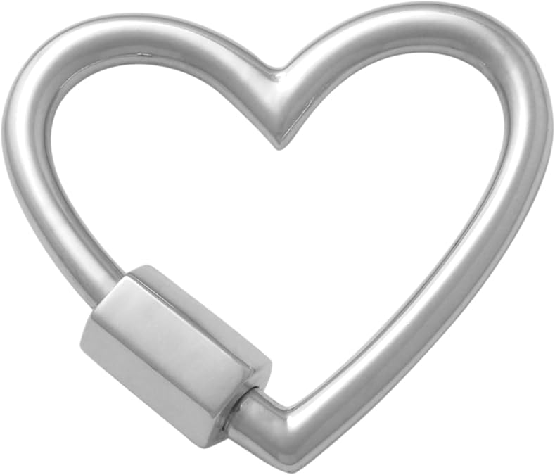 ANYGOLDS 14K REAL Solid Gold Heart Enhancer Connector - Durable Chain Enhancer for Multiple Charms - Thick Link - 1 Piece - Pendant Extender (14K White Gold)