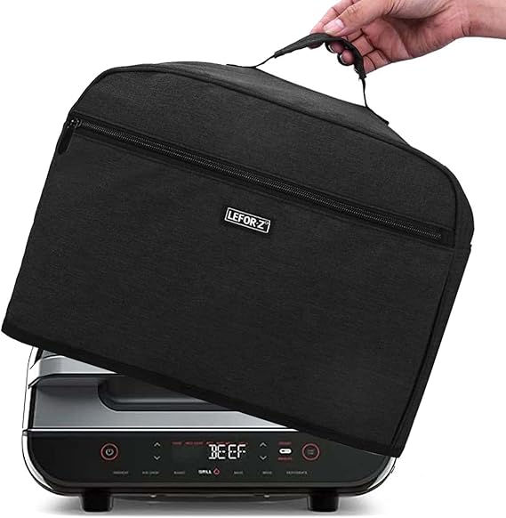LEFORZ Dust Cover Compatible with Ninja FG551/DG551 Foodi Smart XL Grill and Accessories,Water Resistant Air Fryer Cover with 6 Storage Pockets,Black