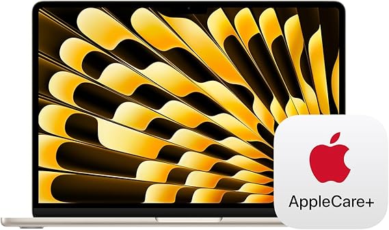 Apple 2024 MacBook Air 13-inch Laptop with M3 chip: 16GB Memory, 512GB Storage; Starlight with AppleCare+ (3 Years)