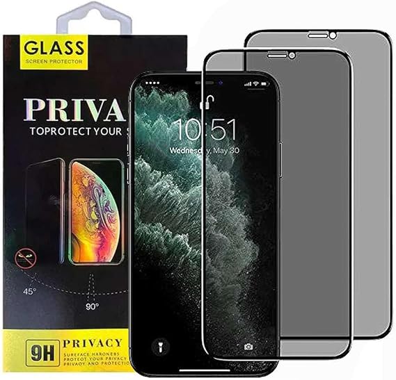 2 Pack, Privacy Screen Protector, Full Coverage Anti-Spy Tempered Glass Film Compatible with iPhone 13/13 Pro / 14