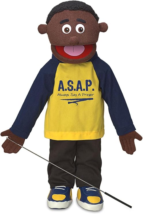 25" Always Say A Prayer, Black Boy, Full Body, Christian Ministry Puppet