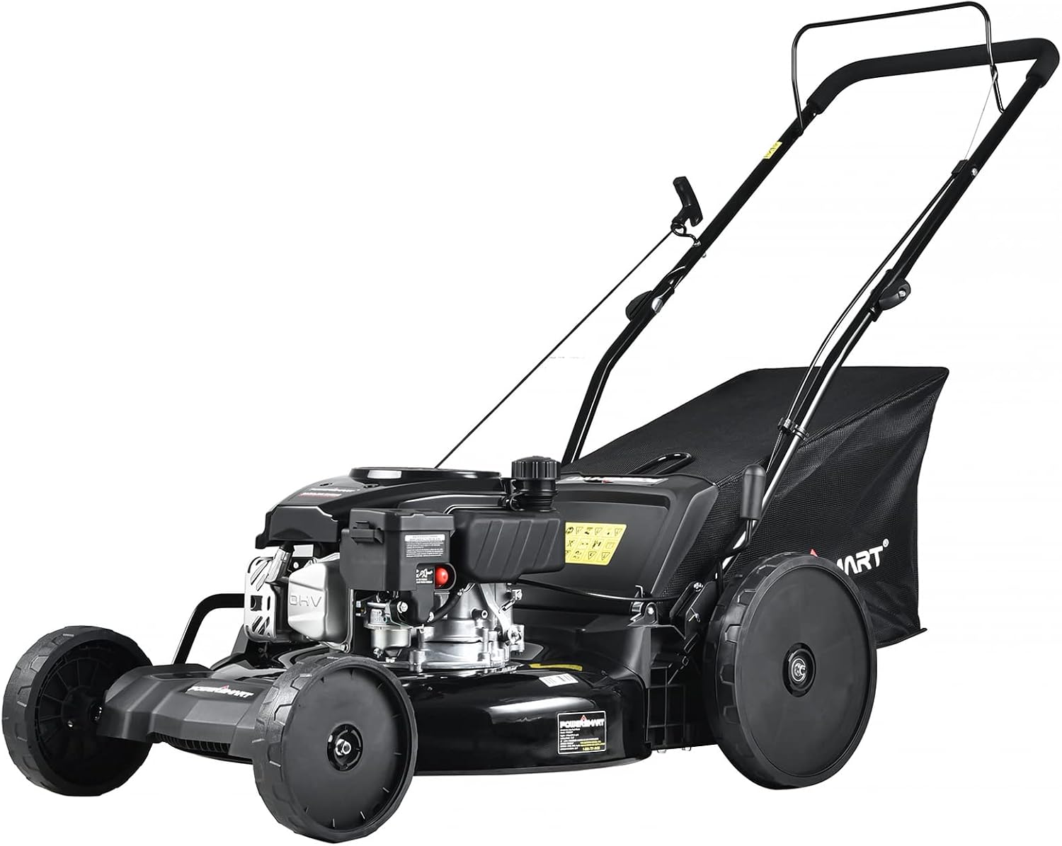 PowerSmart Gas Lawn Mower, 21-Inch & 170CC, 4-Stroke Engine, 3-in-1 Gas Powered Push Lawn Mower with Bag, 5 Cutting Heights Adjustable