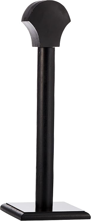 SZCO Wooden Helmet Stand 17 Inch - Black Full Size Headwear Display Holder for Collectible Helmets, Medieval, Motorcycle & Sports Helmets - Sturdy Wood Construction for Desk & Shelf Display