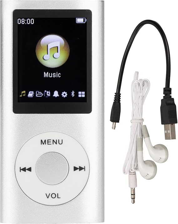 Mini Portable MP3, Stylish Multifunctional Lossless Sound Slim MP3 Music Player, 1.8 Inch Large LCD Screen Music Player, Portable Digital Lossless Music MP3 Player Silver