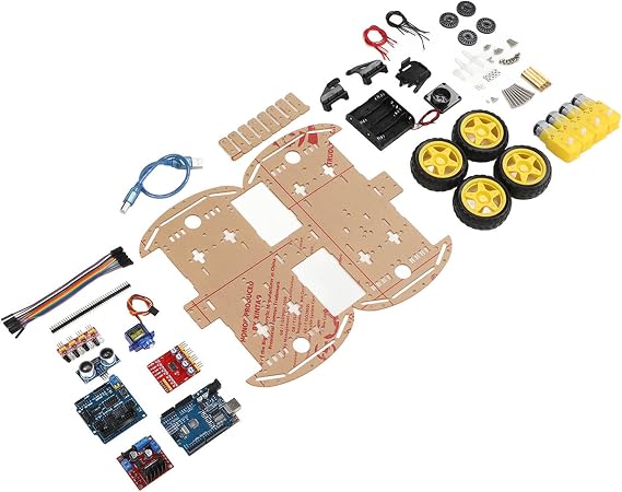 DIY Robot Smart Car Chassis Kit with Speed Encoder, 4 Wheels, Battery Box - Educational Toy for Microbit