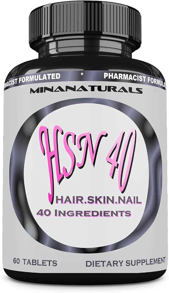 HSN 40 Hair Skin and Nails Growth Vitamins for Women with Biotin 10000 mcg, Keratin, Collagen for Thicker, Stronger Hair, Tight, Smooth and Soft Skin, Healthy Nails