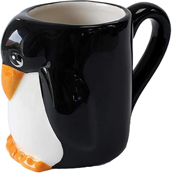 Deluxebase Crockery Critters - Penguin Mug from Hand-Painted Animal Shaped Drinking Cup. Novelty Tea and Coffee Gift for Kids and Adults and Cute Kitchen Accessories.