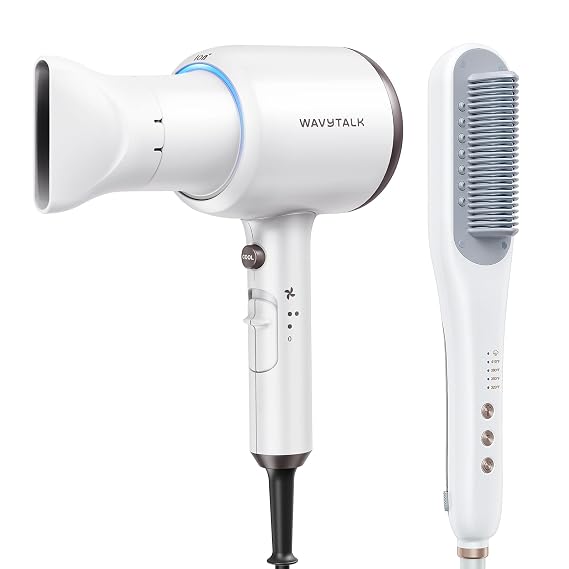 Wavytalk Blown Away onic Hair Dryer White, Steamline Pro Hair Straightener Brush