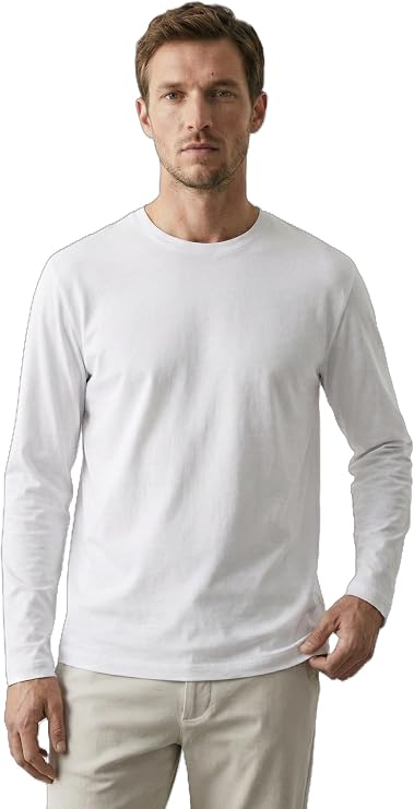 Elemge%100 Pamuk Erkek Süprem Uzun Kollu Basic T-Shirt Compact Penye Siyah Sporcu Tişört Body