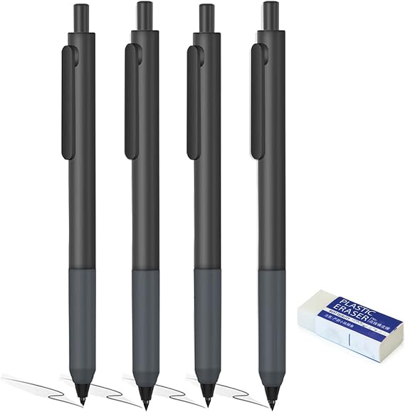 Infinity Pencil, Inkless Pen, Eternal Pencil, Everlasting Pencil, Magic Pencils, Reusable Eternal Pencil for Writing, Drawing, Drafting (Black 4Pcs)