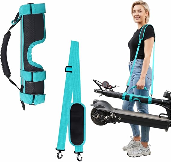 Folding Handle Strap for Scooters Universal Oxford Cloth Hand Carrier with Adjustable Shoulder Strap, Rubber Handle & Triple