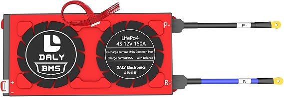 DALY BMS 4S 12V 150A LiFePO4 3.2V Battery Protection Module PCB Protection Board with Balance Leads Wires BMS for 18650 Battery Pack 12V in Home Energy Storage Inverter(Standard BMS,150A)