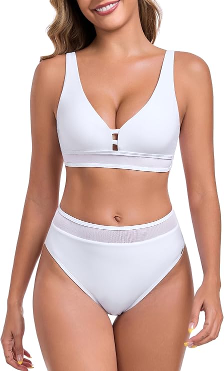 Ocean Blues Women's Triangle Bikini Set High Waisted Two Piece Bathing Suit Sexy Mesh Bikini