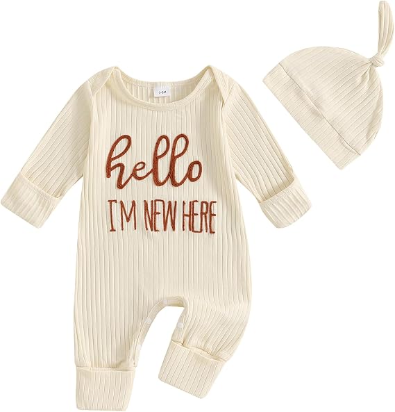 Geagodelia Baby Boy Romper + Hat Baby Grows Newborn Clothes Outfit One Piece Autumn Spring Jumpsuit Overall