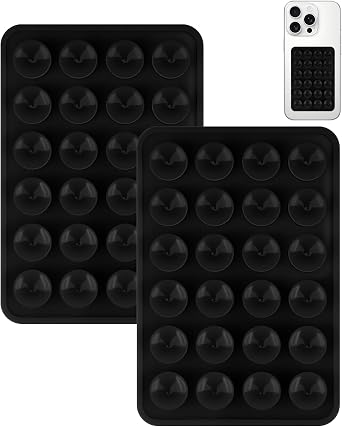 Yojaro 2 Pack Silicone Suction Phone Case Mount, Silicon Adhesive Smartphones Stand Sticky, Non Slip Suction Cup, Hands-Free Phone Accessories Holder for Selfies and Videos Black