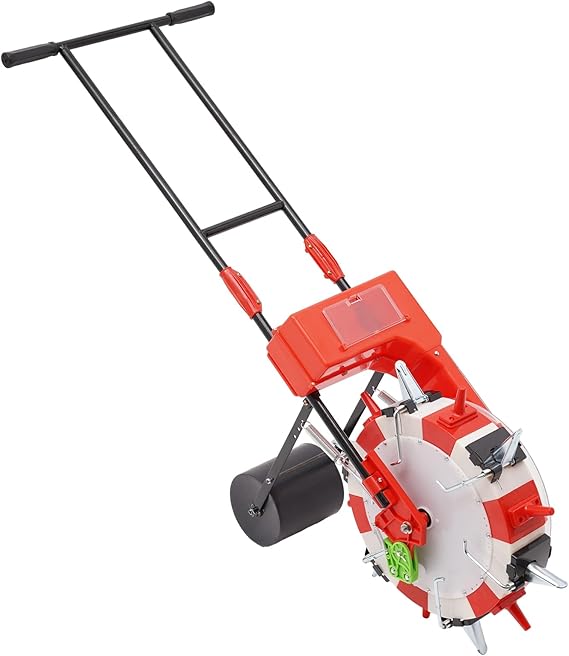 6 Nozzles Seed Planter Tool, Hand-Push Garden Seeder, Roller Seeding and Fertilizer Applicator, Portable Garden Push Seeder for Rice Planting Fields, Mountains, Hills, Plains (6 Nozzles)