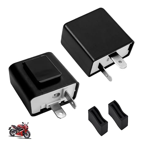 2 Pcs Universal 12V 2 Pin Flasher Relay, Motorcycle LED Turn Signal Flasher Relay Adjustable Speed Waterproof for Bike LED Indicator Lights Compatible with Most Motorcycles Bicycles Motorbikes (Black)