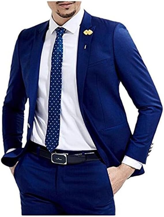 Slim Fit Royal Blue Wedding Suits 2 Pieces Men's Suits Groom Tuxedos Business Suit