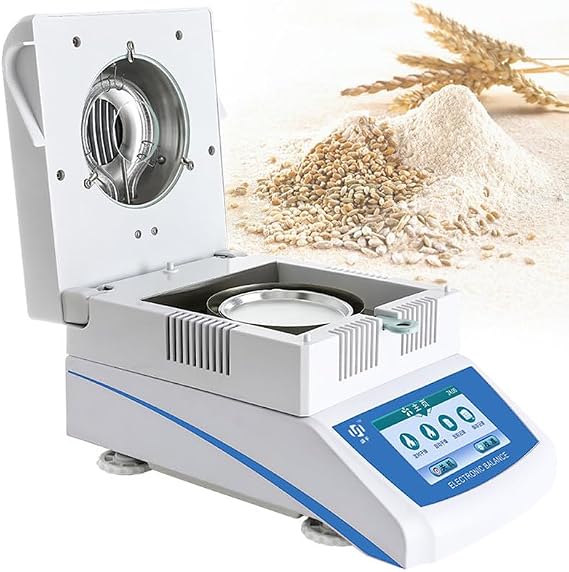 Halogen Moisture Analyzer, Lab Moisture Analyzer, 60-160C Heating Temperature, with Digital Touch Screen, for Powder/herb/Tea/Food,50g/0.001g