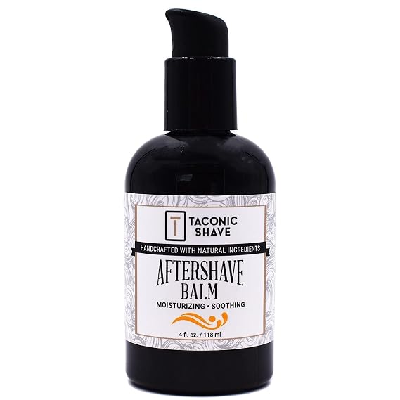 Taconic Shave All Natural Alcohol-Free Aftershave Balm for Men Unscented Post-Shave Moisturizer for Sensitive Skin Soothing Irritation Relief Non-Greasy Formula Made in USA 4 oz