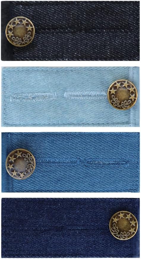 4 Pcs Button Extenders for Pants, Button Extender Set, Denim Pants Extender for Jeans (4 Colors)