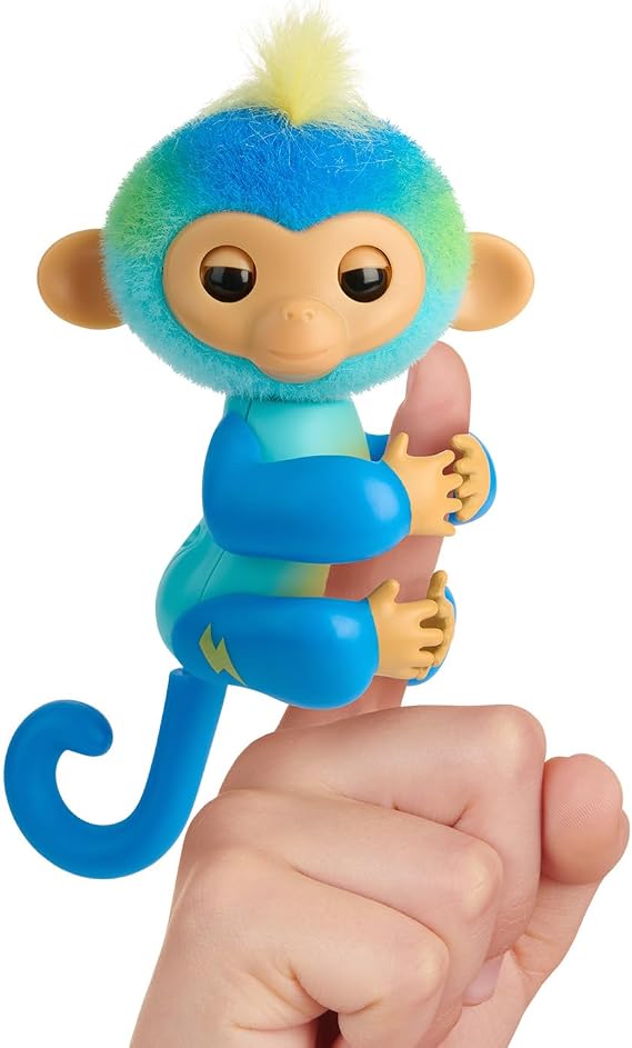 Fingerlings 2023 NEW Interactive Baby Monkey Reacts to Touch 70+ Sounds & Reactions Leo (Blue)