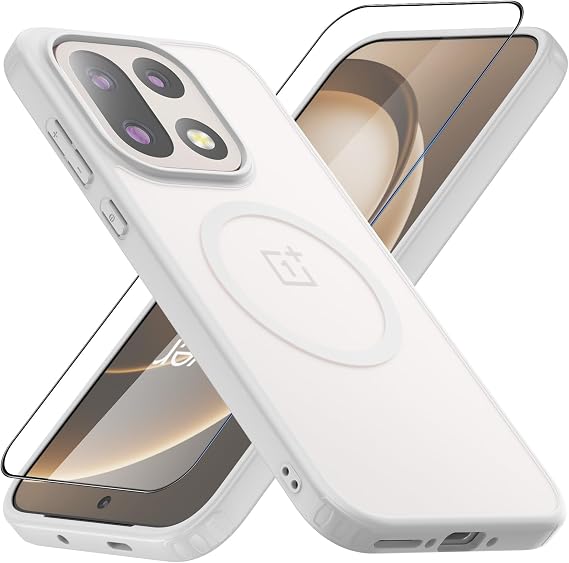 Magnetic Case for Oneplus 15, [Hard Frosted PC Back+Black Soft TPU Bumper] [Support Wireless Charging] [ Screen Protector ] Slim Fit Shockproof Protective Case Cover for Oneplus 15 5G 2025